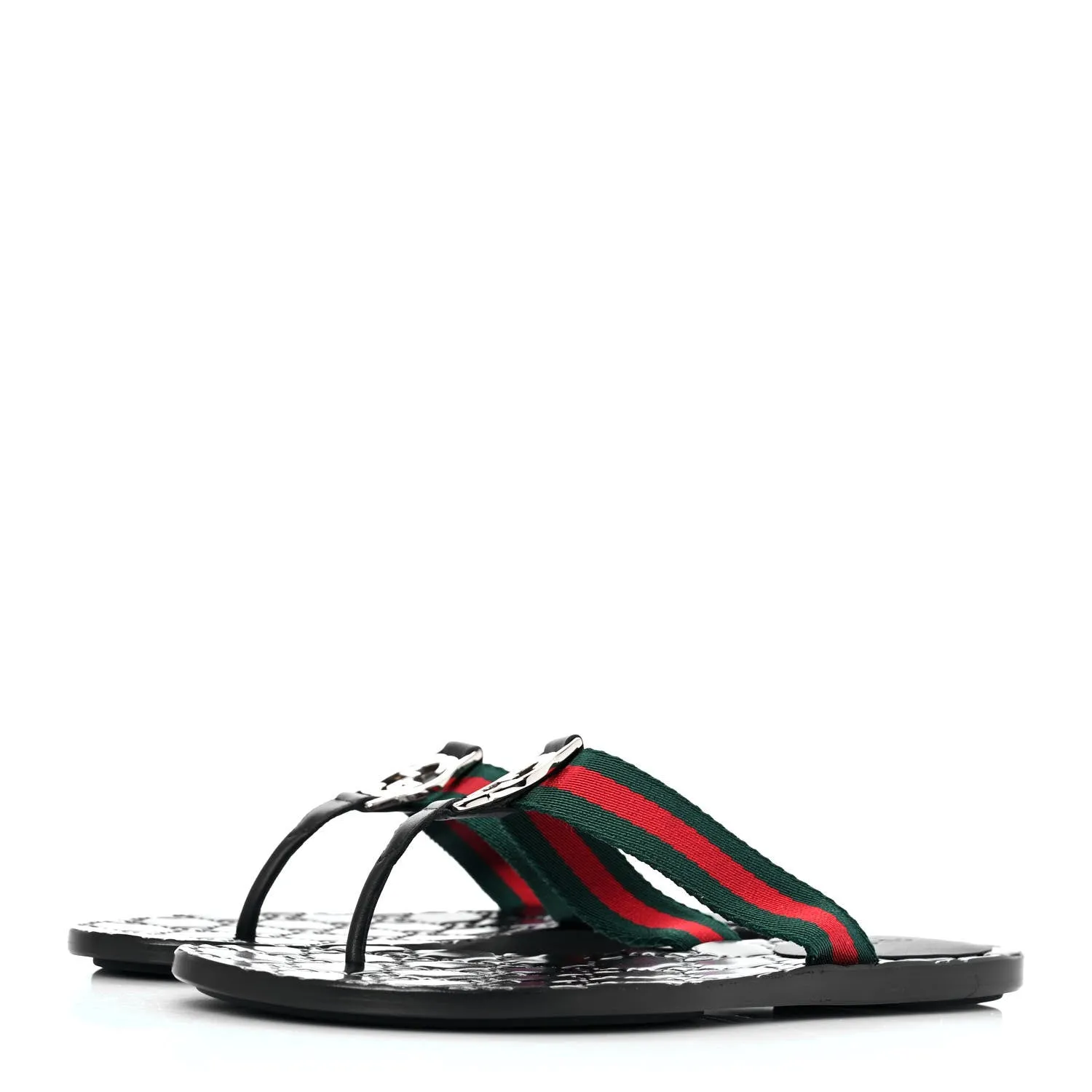 GUCCI Nylon Guccissima Web Thong Sandals