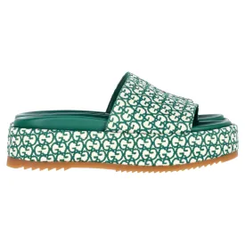 Gucci Platform Slide Sandals in Green Canvas