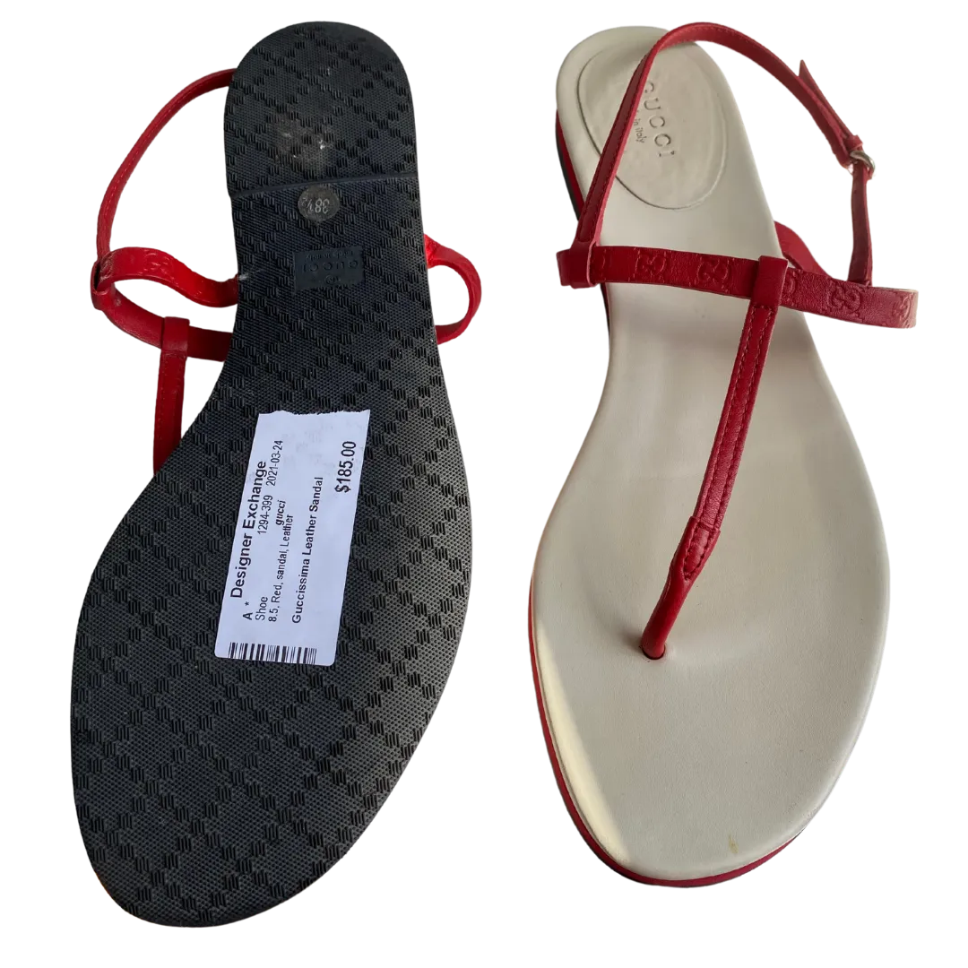 Gucci Red Leather Ankle Strap Sandals