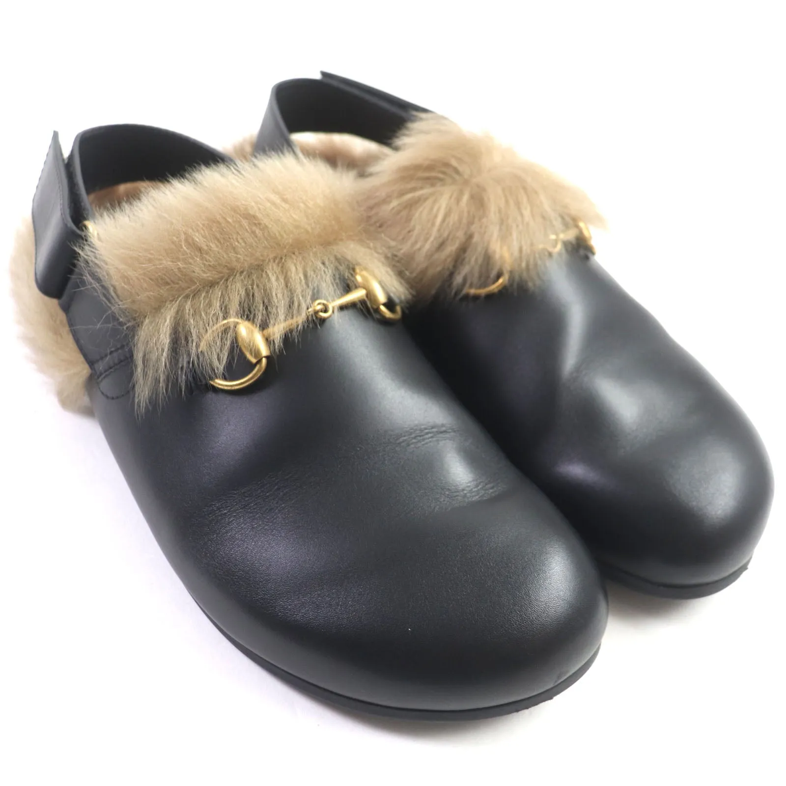GUCCI Sandals 473493 leather black Horsebit