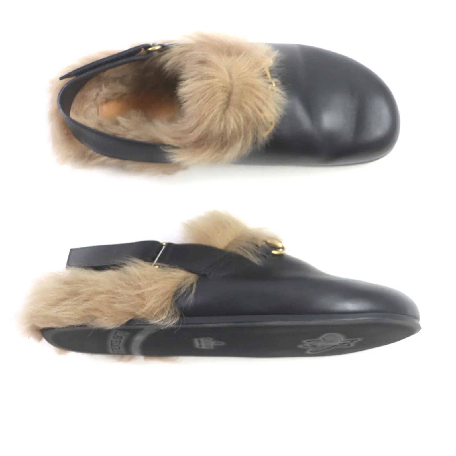 GUCCI Sandals 473493 leather black Horsebit