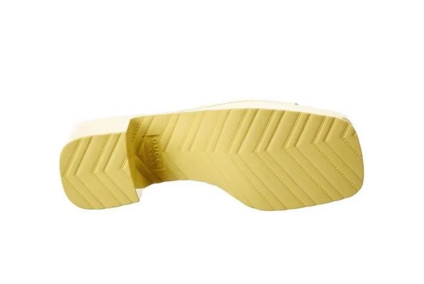 GUCCI YELLOW RUBBER PLATFORM SANDALS