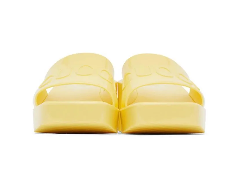 GUCCI YELLOW RUBBER PLATFORM SANDALS