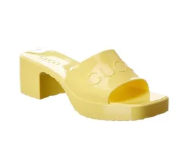 GUCCI YELLOW RUBBER PLATFORM SANDALS