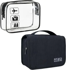 Large Capacity Toiletry Bag Travel Bag with Hanging Hook for Men and Women Waterproof Travel Cosmetic Bag Bathroom Bag,with TSA Approved Zippers Clear Travel Makeup Bag Carry-on