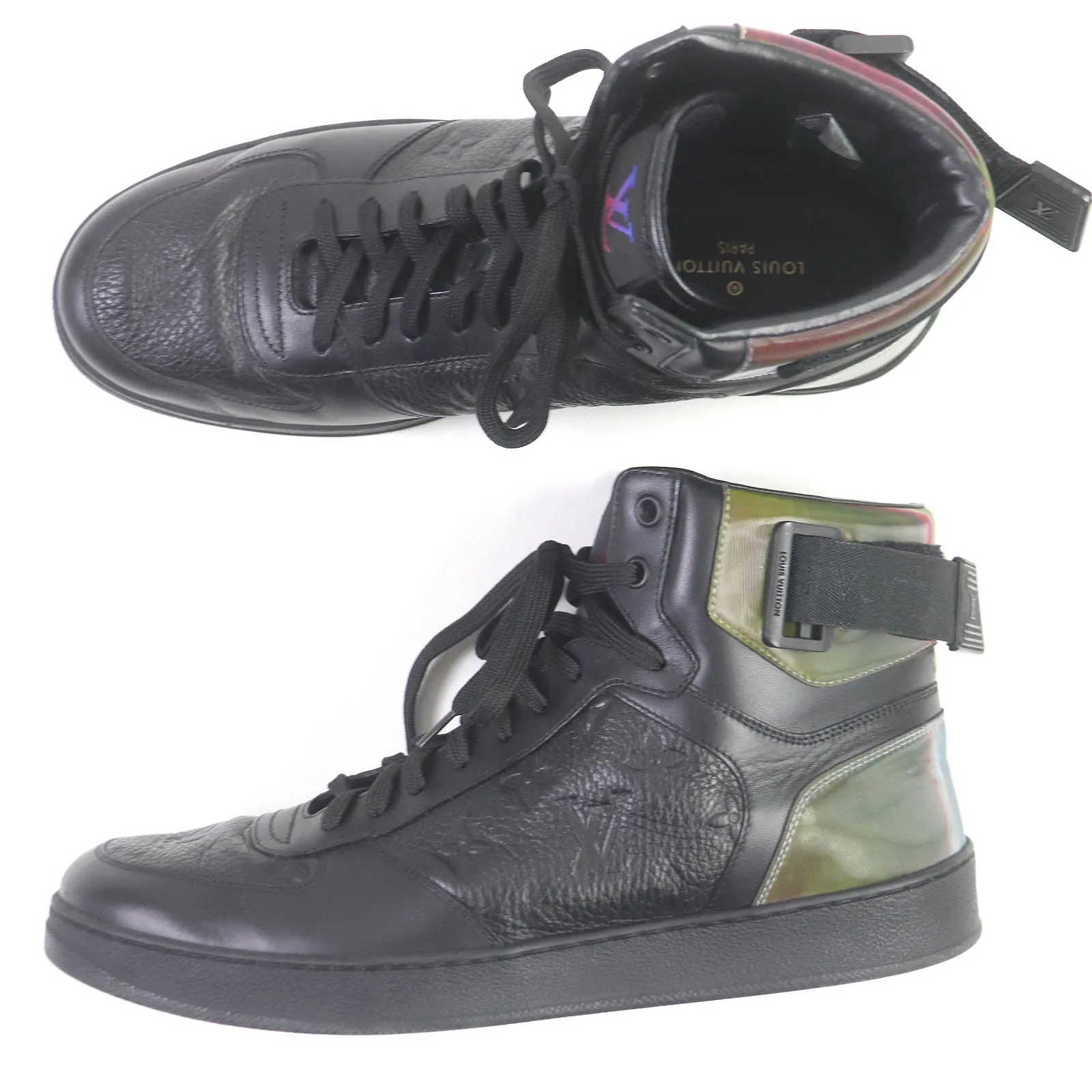 LOUIS VUITTON High cut sneakers Main: Leather black mens 8 Used