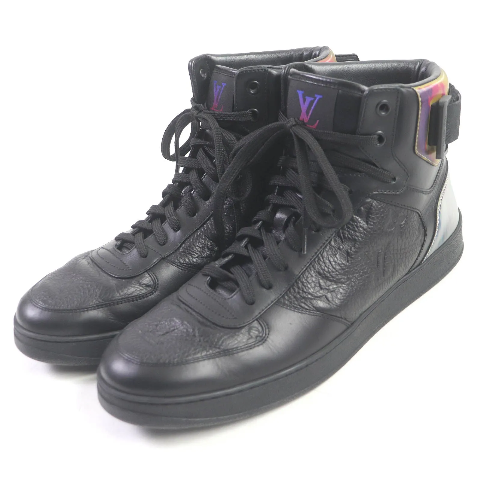 LOUIS VUITTON High cut sneakers Main: Leather black mens 8 Used
