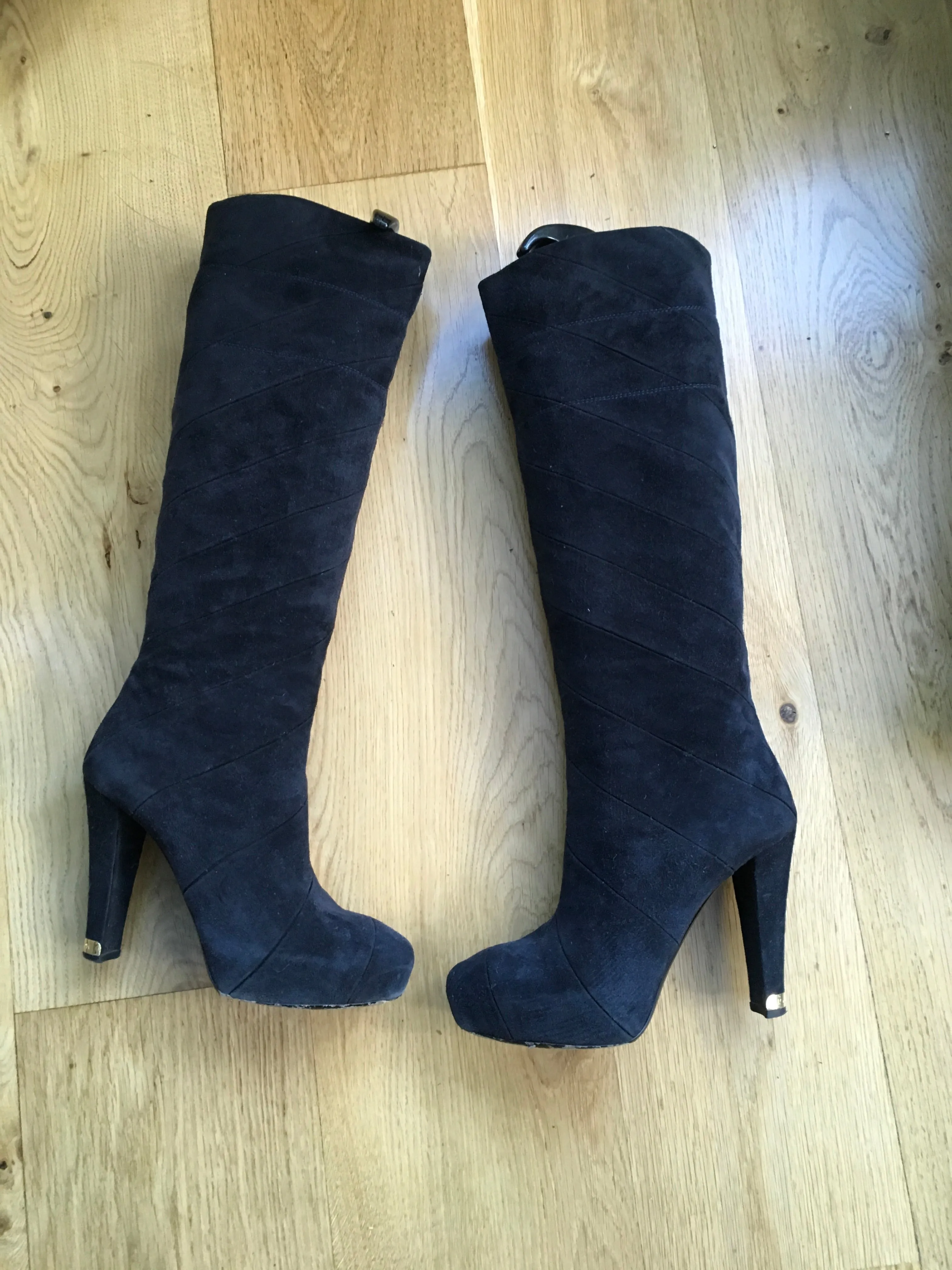 LOUIS VUITTON platform boots Fairy line suede navy blue ladies