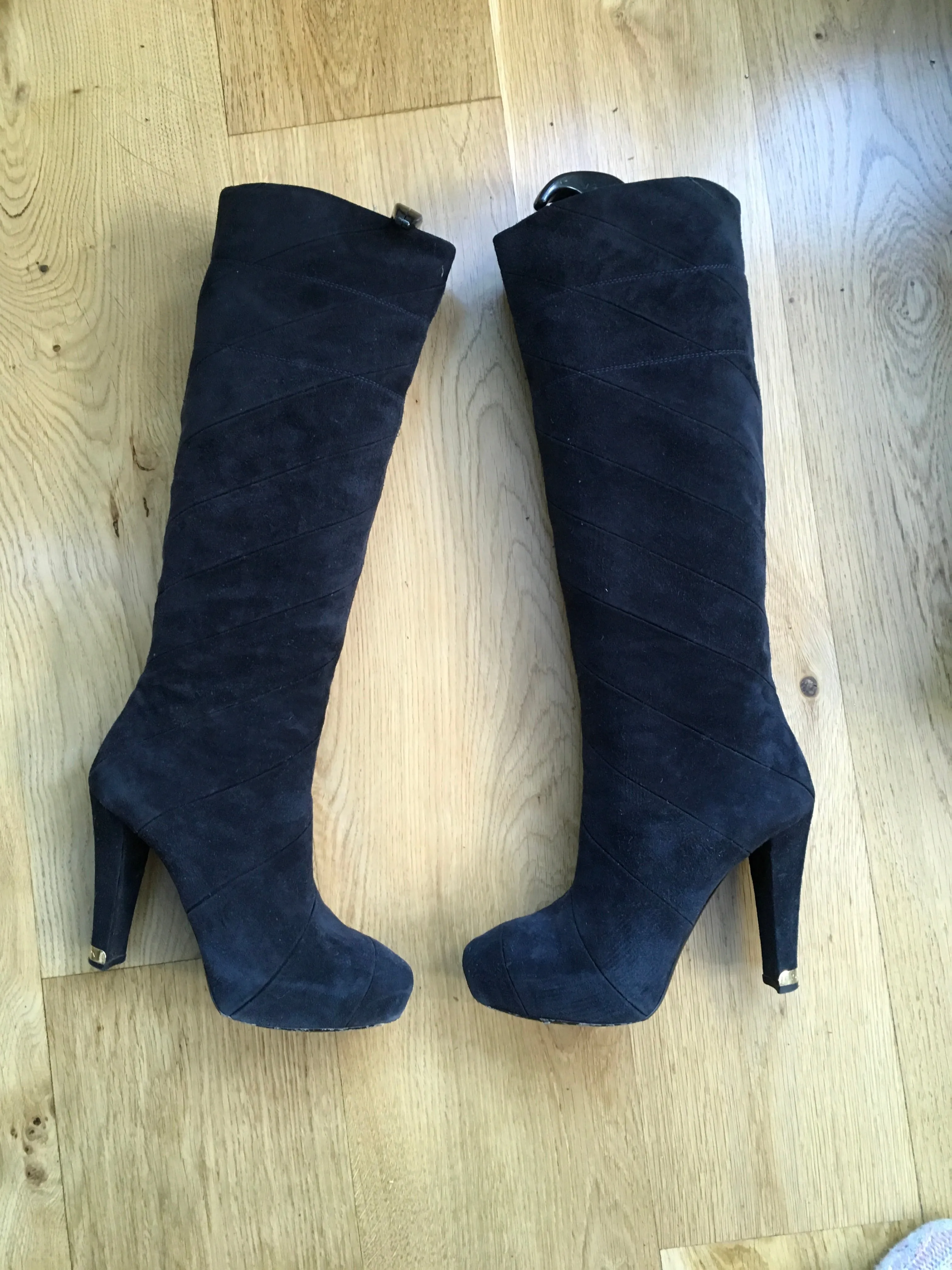 LOUIS VUITTON platform boots Fairy line suede navy blue ladies