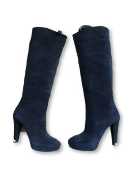 LOUIS VUITTON platform boots Fairy line suede navy blue ladies