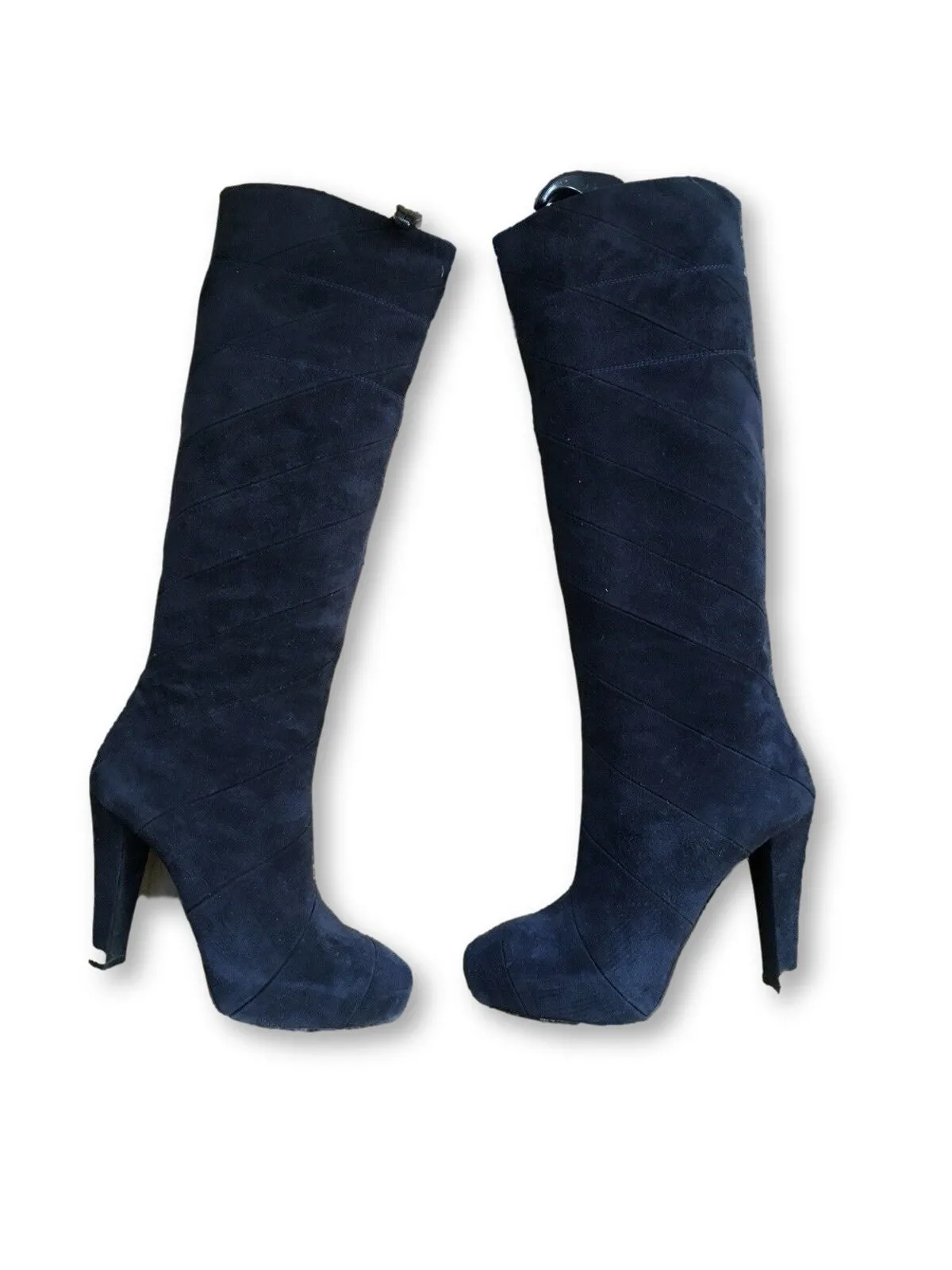 LOUIS VUITTON platform boots Fairy line suede navy blue ladies
