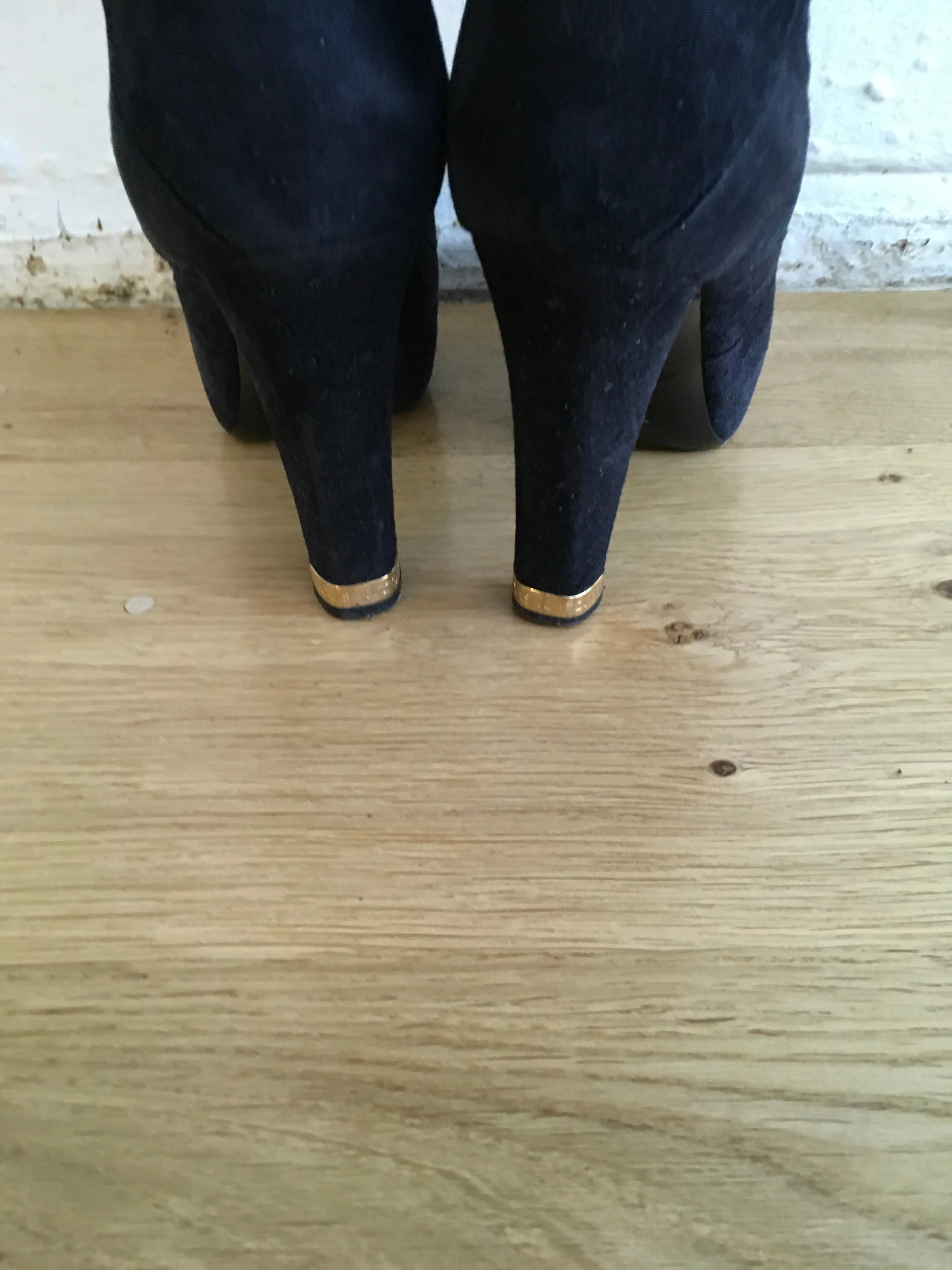 LOUIS VUITTON platform boots Fairy line suede navy blue ladies