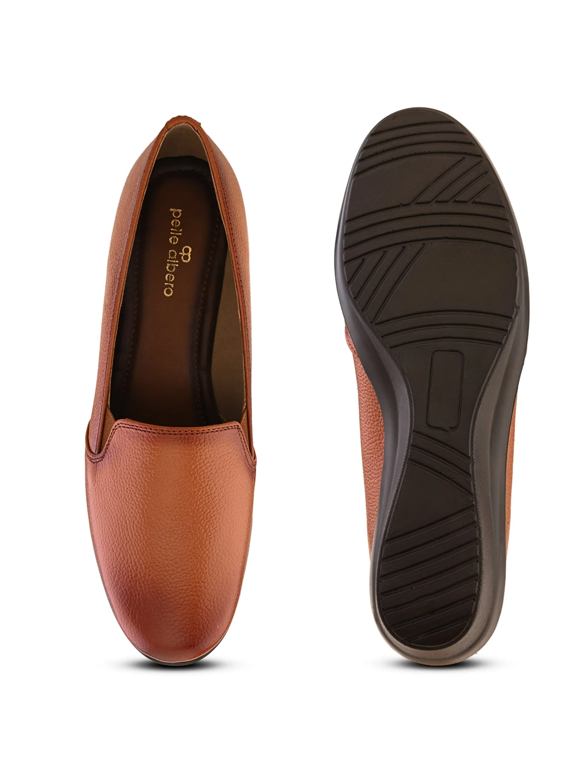 Pelle Albero Female's Tan Leather Wedge Heel Ballerina