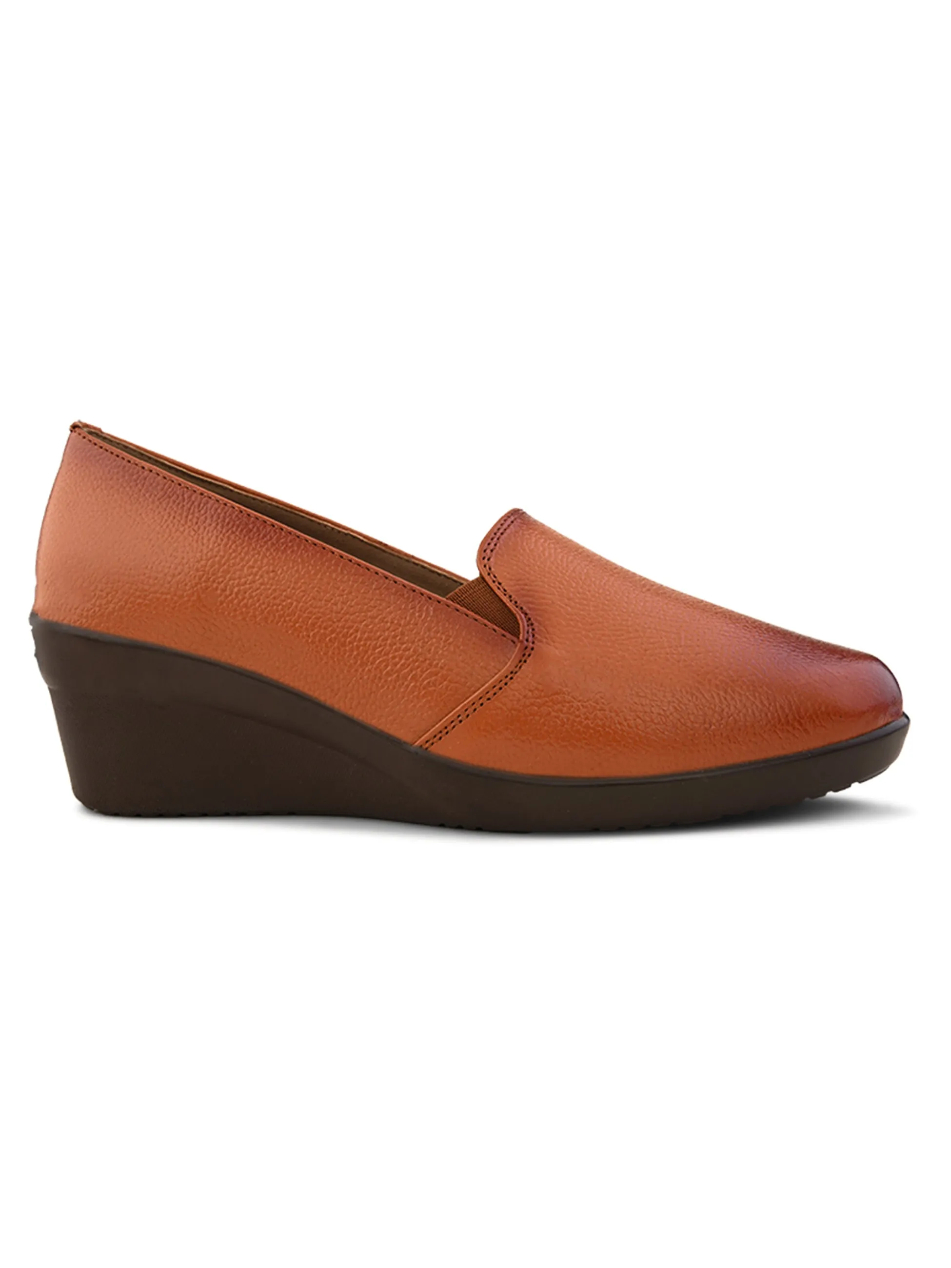 Pelle Albero Female's Tan Leather Wedge Heel Ballerina