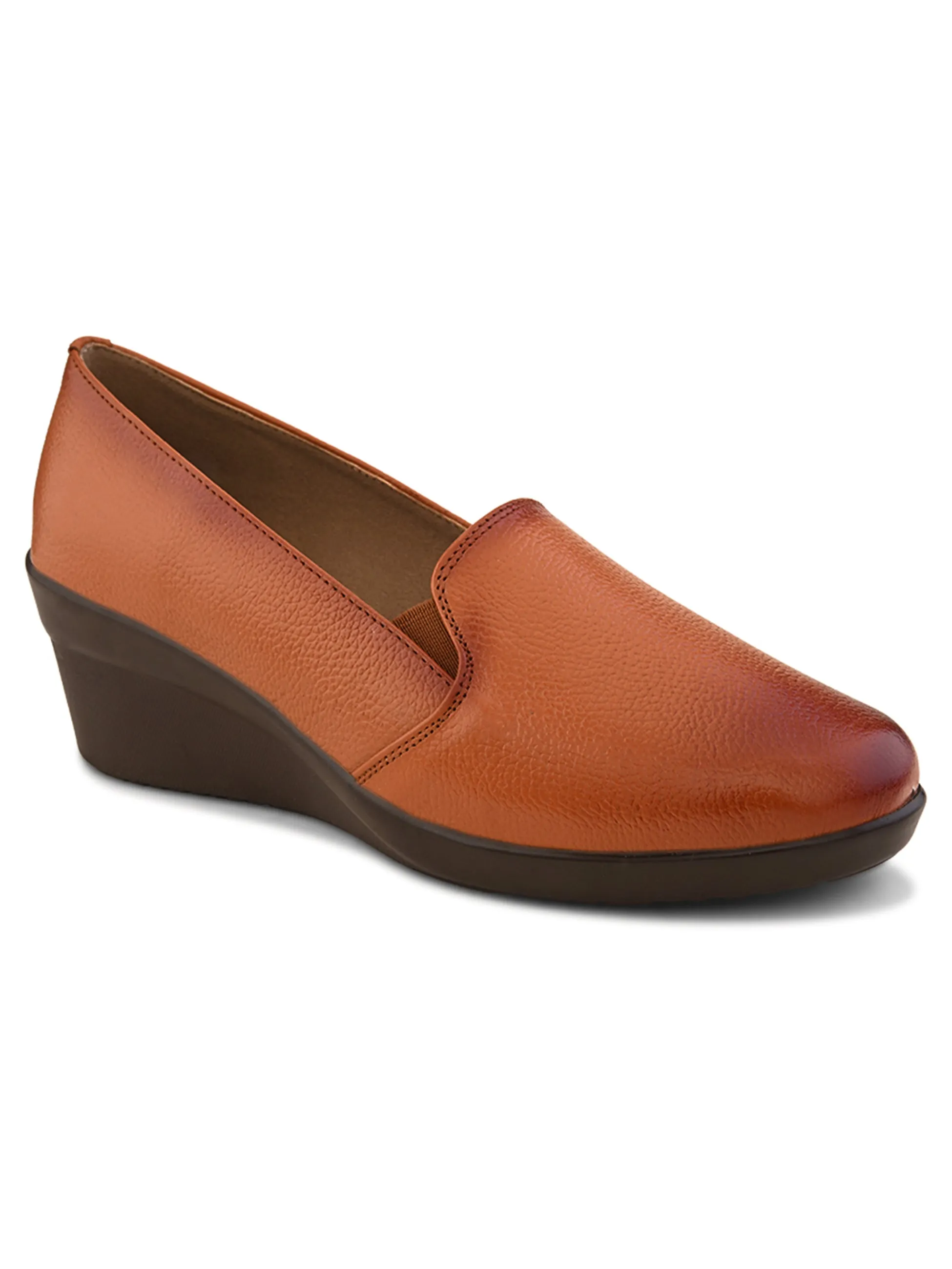 Pelle Albero Female's Tan Leather Wedge Heel Ballerina