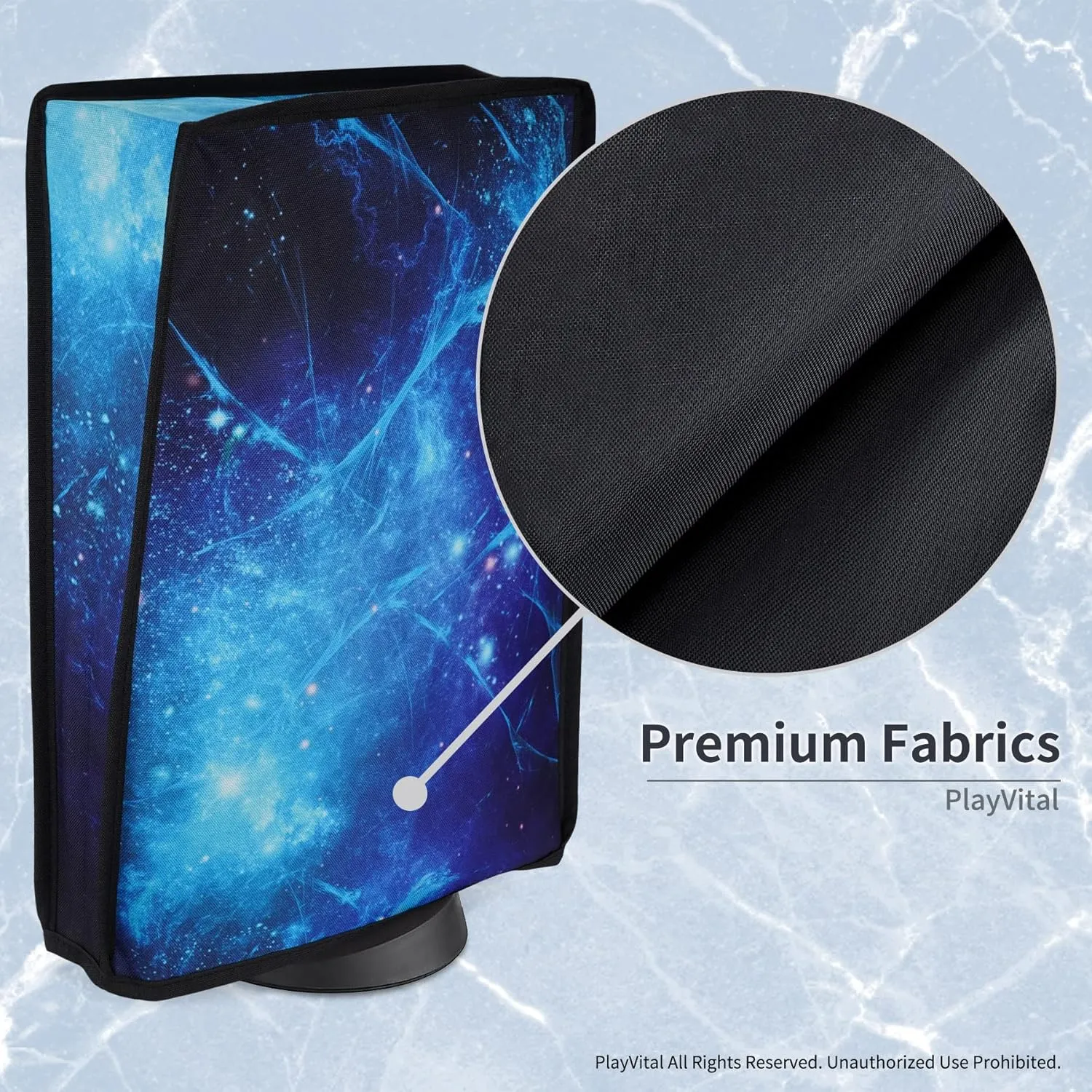 PlayVital Dust Cover for ps5, Soft Neat Lining Dust Guard for ps5 Console, Anti Scratch Waterproof Cover Sleeve for ps5 Console Digital Edition & Disc Edition - Blue Nebula