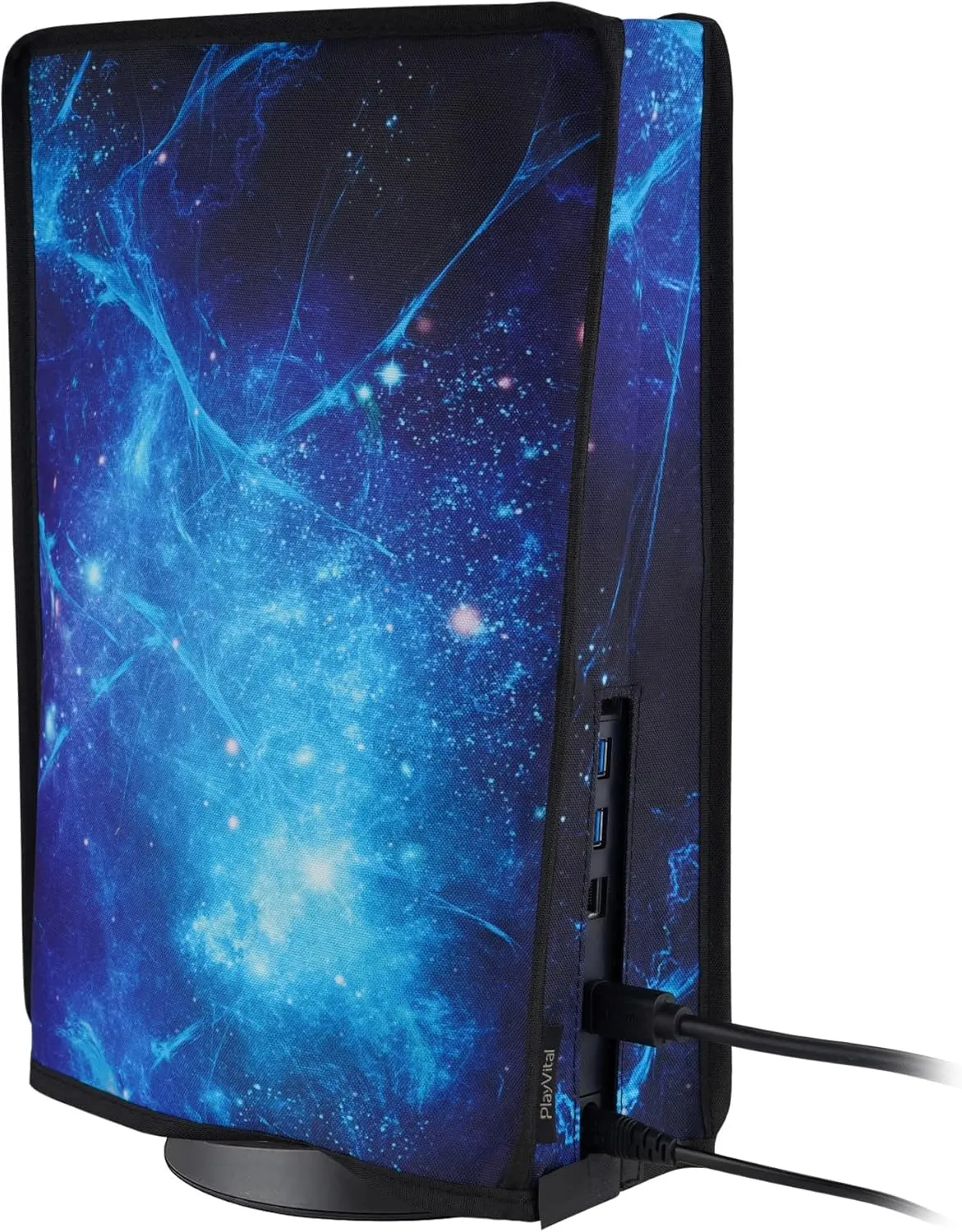 PlayVital Dust Cover for ps5, Soft Neat Lining Dust Guard for ps5 Console, Anti Scratch Waterproof Cover Sleeve for ps5 Console Digital Edition & Disc Edition - Blue Nebula
