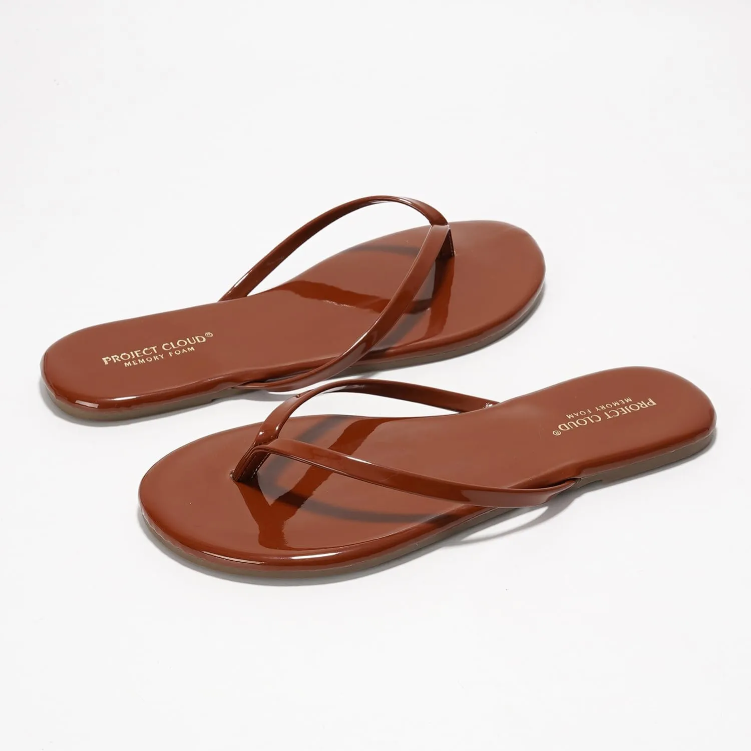 Project Cloud Flip Flops for Women - Memory Foam Flats Summer Sandals for Women 2025 - Vegan Leather Lightweight Womens Sandals Summer Beach Essentials Slides