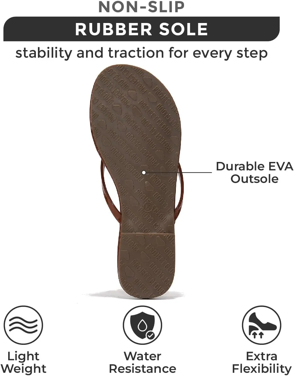 Project Cloud Flip Flops for Women - Memory Foam Flats Summer Sandals for Women 2025 - Vegan Leather Lightweight Womens Sandals Summer Beach Essentials Slides