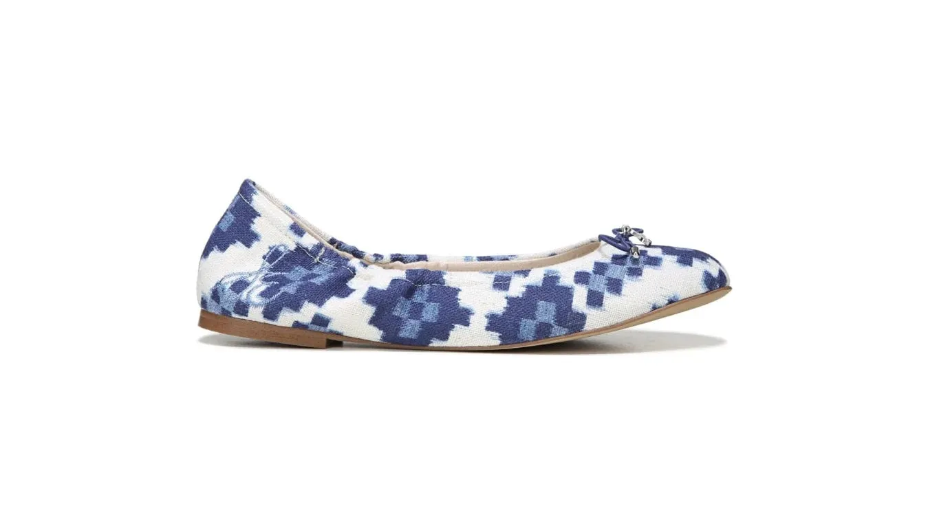 Sam Edelman Felicia Blue Multi Slip On Rounded Closed Toe Flexible Ballet Flat