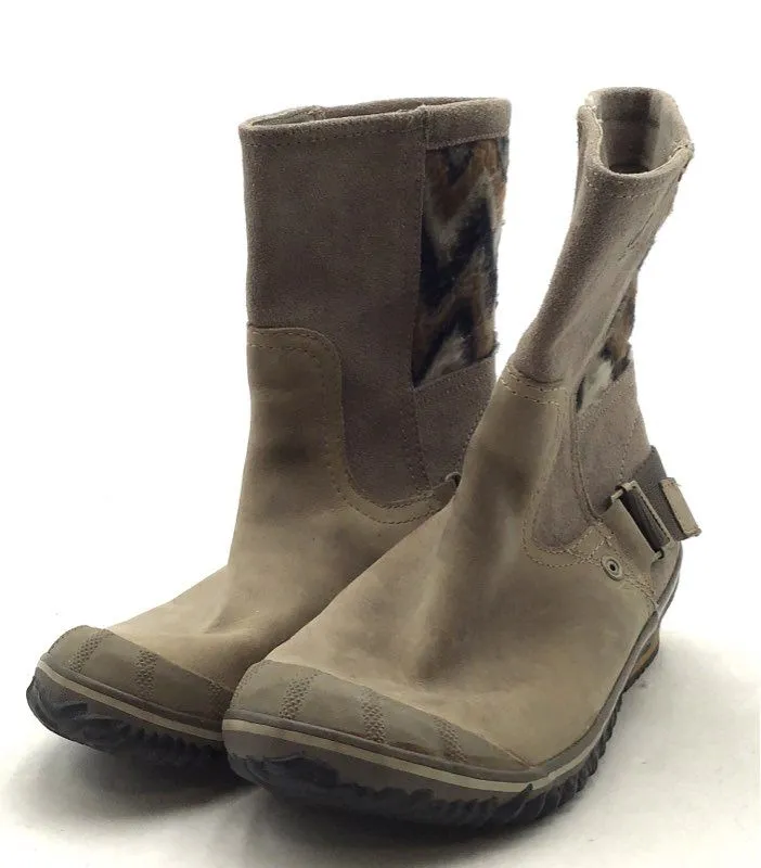 Sorel Women's Slimshortie NL2152-227 Tan Round Toe Mid-Calf Snow Boots - Sz 8.5