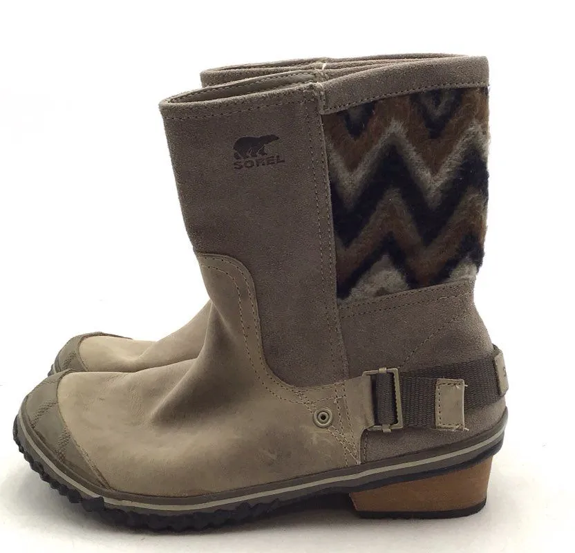 Sorel Women's Slimshortie NL2152-227 Tan Round Toe Mid-Calf Snow Boots - Sz 8.5