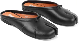 Split Toe Tabi Shoes Black Womens Mule Flats Wide Slip on Walking Ballerina Barefoot Slippers Comfortable Slides for Spring Summer Fall