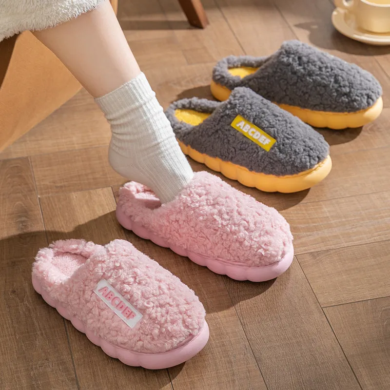Thick-soled Cotton Slippers Women Home Non-slip Warm