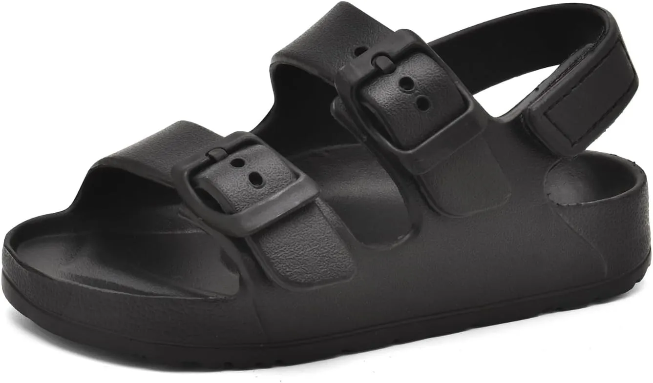 Toddler Unisex Adjustable Buckle Sandals ?C Comfortable Open Toe Beach & Pool Shoes for Boys & Girls with Back Strap