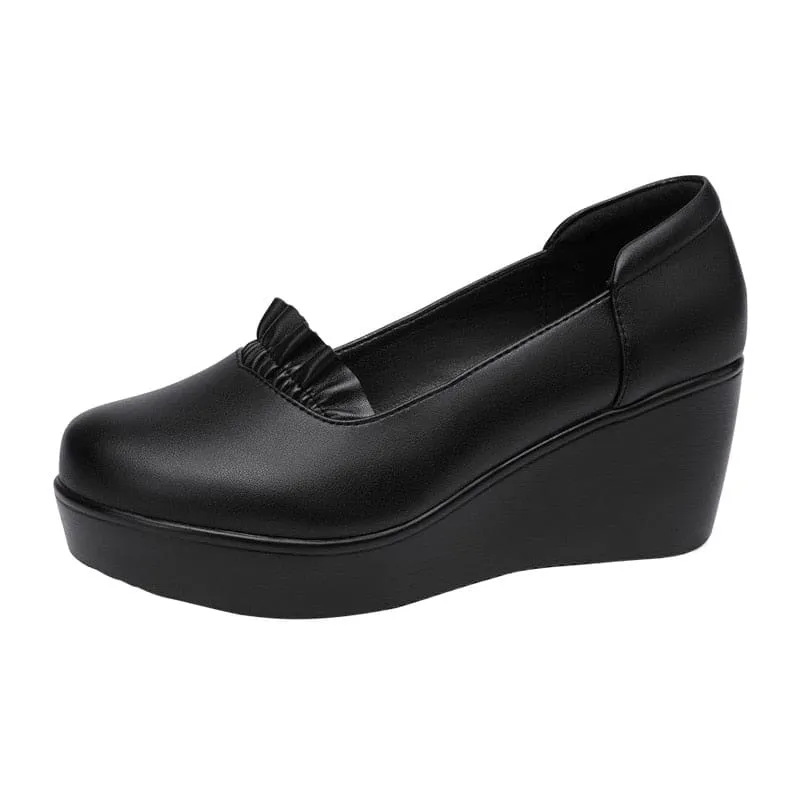Wedges Leather Office Shoes For Women
