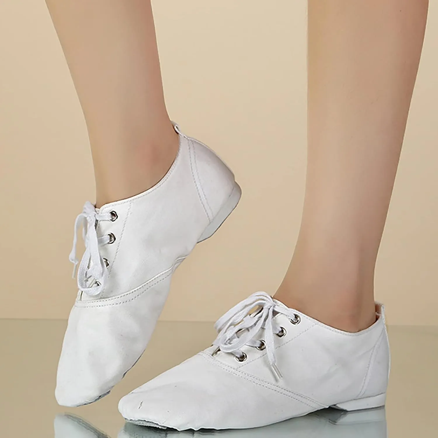 Women's Canvas Dance Shoes Tap Flex Canvas Tap Shoe Ballet Shoes for Women Adult Jazz Dance Sneaker