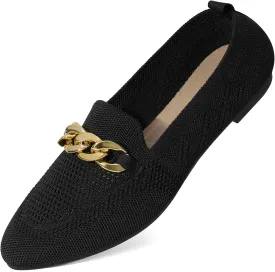 Womens Casual Dressy Loafers Comfortable Breathable Knit Loafers Lightweight Pointed Toe Flats for Women