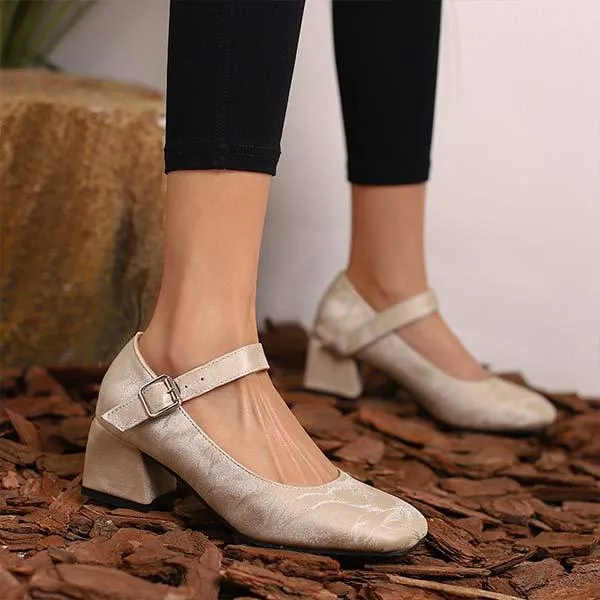 Women'S Chunky Heel Buckle Mary Jane Shoes 11084284C