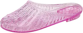Womens Jelly Shoes, White Jellies Sandals Glitter Clear Flats Slip On Summer Beach Slippers Transparent Closed Toe Soft Slide