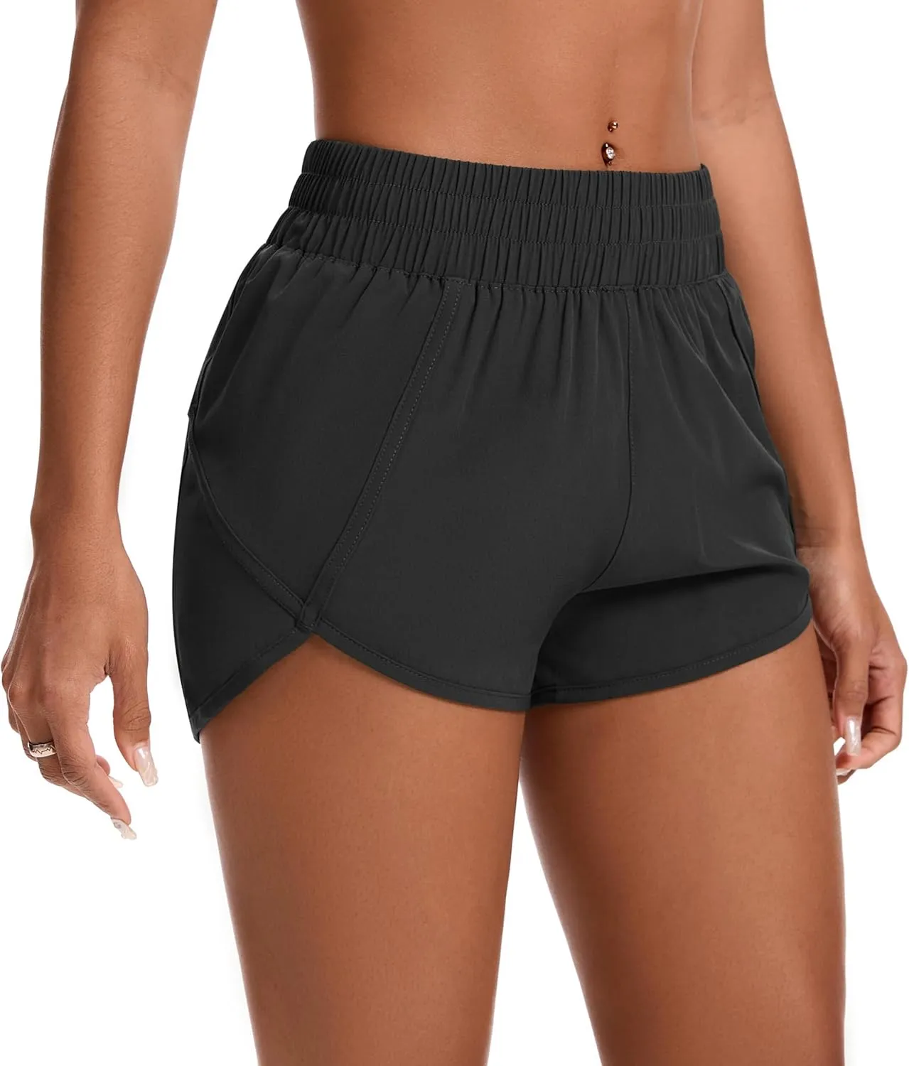 Womens Running Shorts Elastic High Waisted Shorts Workout Shorts Quick Dry Athletic Shorts Pants
