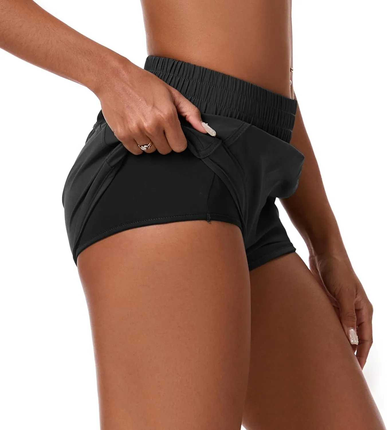 Womens Running Shorts Elastic High Waisted Shorts Workout Shorts Quick Dry Athletic Shorts Pants
