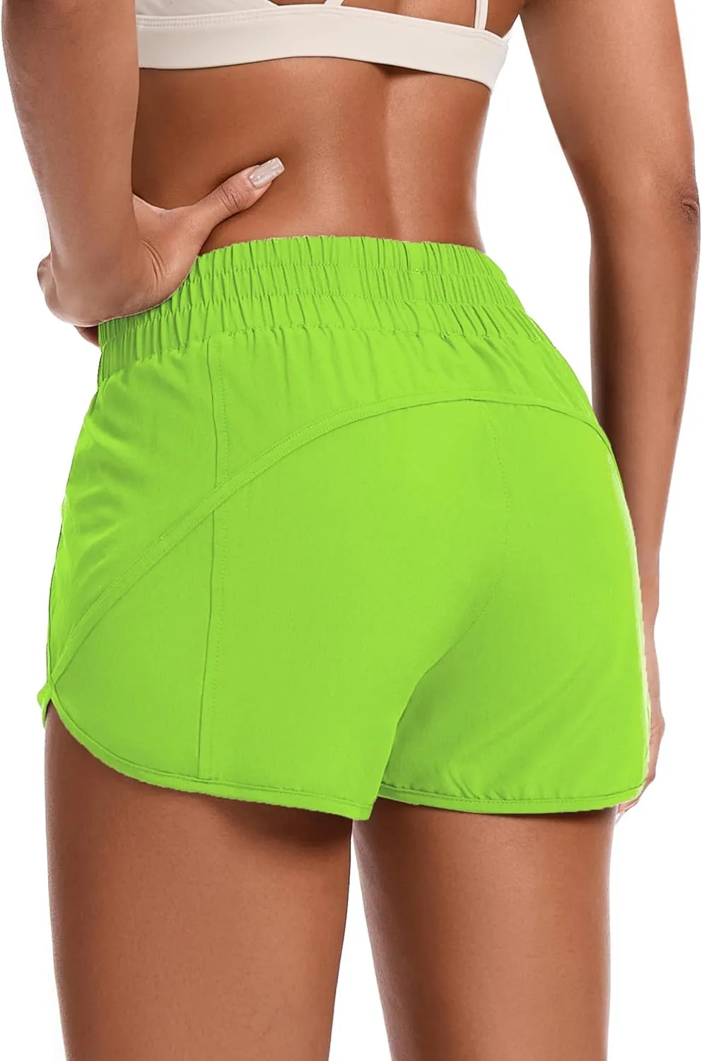 Womens Running Shorts Elastic High Waisted Shorts Workout Shorts Quick Dry Athletic Shorts Pants