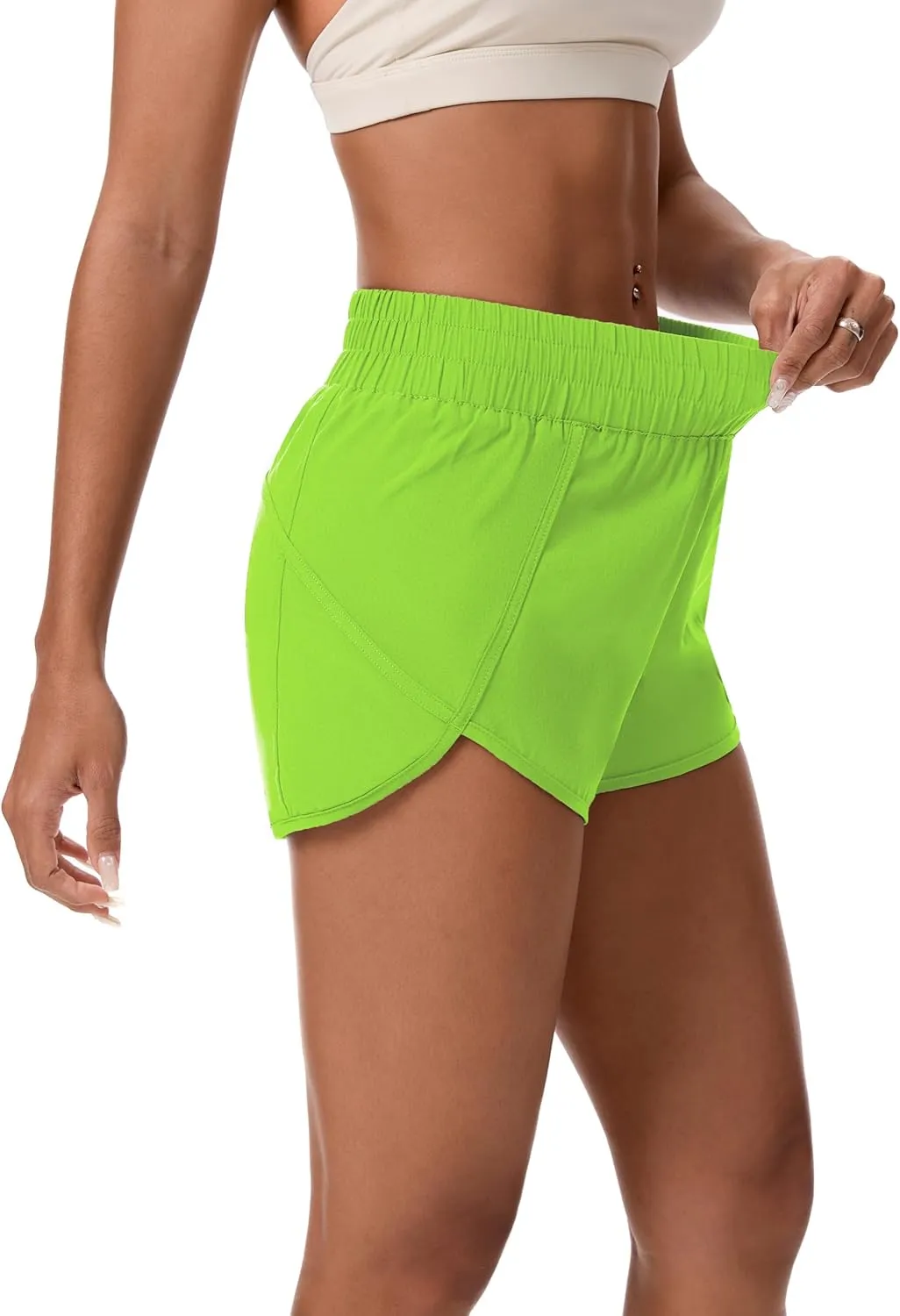 Womens Running Shorts Elastic High Waisted Shorts Workout Shorts Quick Dry Athletic Shorts Pants