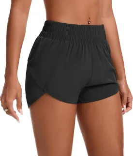 Womens Running Shorts Elastic High Waisted Shorts Workout Shorts Quick Dry Athletic Shorts Pants
